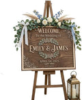 Personalized Rustic Wreath Wedding Welcome Sign - Custom 3D Wood Floral Ceremony Entrance & Reception Board for Farmhouse, Barn or Garden Venue - Multiple Sizes by AydansUniqueFinds