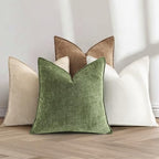 decorUhome Chenille Olive Green Velvet Throw Pillow Covers 22x22 Set of 2 - Image 7