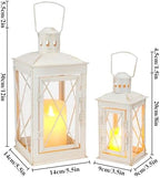 TRIROCKS Set of 2 Decorative Candle Lantern 12'' & 8'' High Metal Candle Holder Hanging Lantern Perfect for Home Decor Patio Living Room Parties Events Tabletop Indoors Outdoors (White) - Image 6