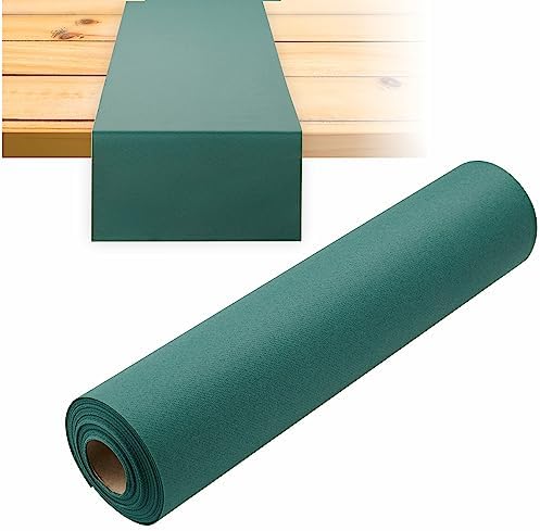 Disposable Table Runner for Christmas, Dining Table, 16" 20-Pack Linen-Like Green Paper Table Runners for Party, Wedding Or Event - Image 6
