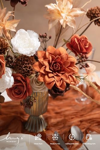 Ling's moment Boho Artificial Flowers Greenery Deluxe Combo, Burnt Orange - Image 3
