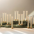 NUPTIO Hurricane Glass Candle Holders, Set of 18 Gold Taper Candle Holders by Nuptio