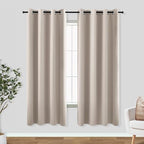 KOUFALL 52x63 Inch Length Tan Blackout Curtains for Living Room by KOUFALL