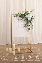 Ling's moment Welcome Sign Flowers, Wedding Floral Swag, Lily Valley White - Image 2
