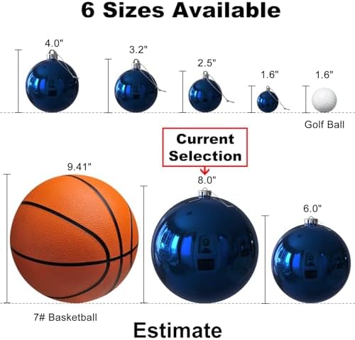 Navy Blue 8.0" Christmas Balls Ornaments - Extra Large Christmas Tree Decoration Shatterproof Hanging Shiny Balls for Birthday Holiday Wedding Decorations Set of 2pcs - Image 6
