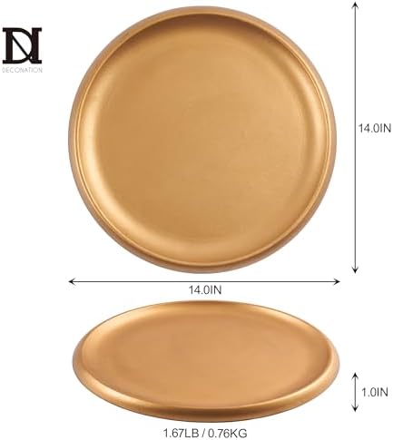 DN Decoration 14 Inch Large Gold Decorative Tray, Trays for Home Decor - Image 4