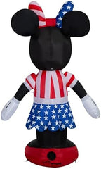 Gemmy 5 FT Patriotic Minnie Mouse Inflatable with American Flag – Lighted Airblown Disney 4th of July Blow Up Outdoor Yard Decoration - Image 4