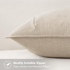 MIULEE Decorative Linen Euro Sham Pillow Covers 24x24 Natural Beige - Image 3