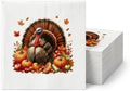Fall Turkey Cocktail Napkin Printed Airlaid Linen-Feel Disposable Hand Towels for Thanksgiving Fall Holiday Party Buffet & Dinner(80Pack) by Unknown