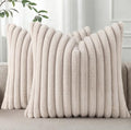 Pallene Faux Fur Decorative Throw Pillow Covers 24x24 Set of 2, Tan by PALLENE