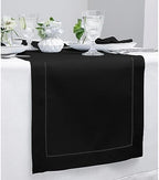 Solino Home 100% Linen Table Runner Black, Classic Hemstitch 14 x 120 in - Image 2