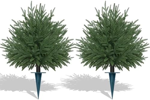 Artificial 2 Pack Norfolk Topiary Cedar Trees with Ground Spike by FEELTHENEWWORLD