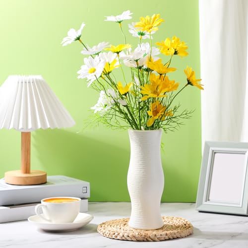 Didaey 10 Pack Composite Plastic Flower Vases Bulk White Small Boho Floral Vases for Dried Flower Bouquet Pampas Grass Centerpieces Fall Wedding Party Living Room Decor(Bohemian) - Image 5