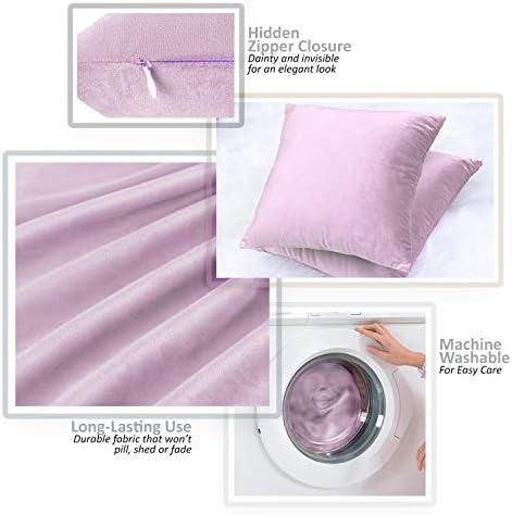 Nestl Throw Euro Pillow Covers, Cozy Velvet Decorative Pillow Covers 26x26 Inches, Soft Solid Couch Pillow Case for Sofa, Bed and Car, Set of 4 - Light Gray Lavender - Image 3