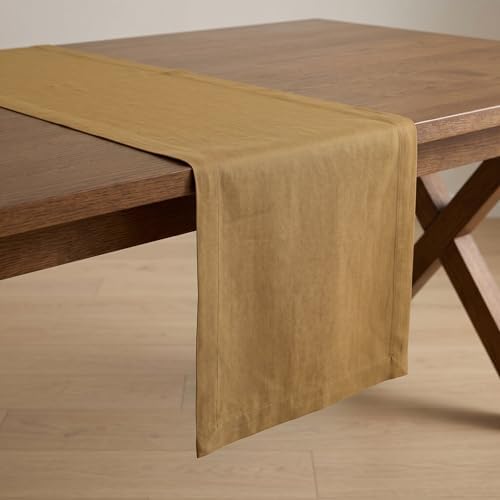 Solino Home 100% Pure Linen Table Runner Caramel Woven, Fete 14 x 60 in - Image 5