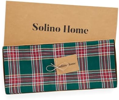 Solino Home 100% Pure Linen Dining Table Runner Green Plaid, 14 x 90 in - Image 5