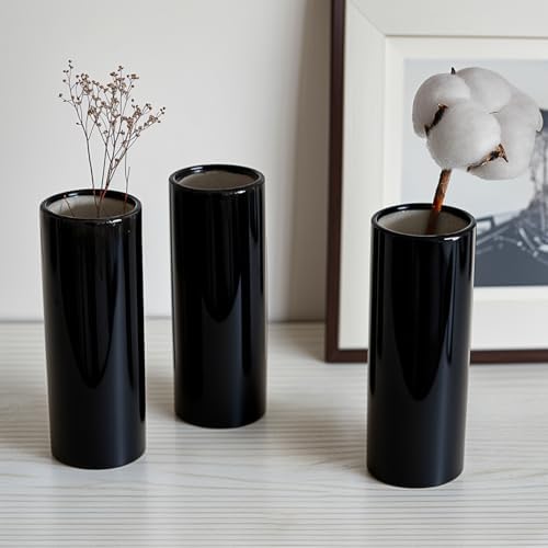 Modern Black Ceramic Vase Set of 10 for Living Room Bedroom 5.51'' Minimalist Fresh Small Flower Vases for Bouquet Fake Plant Home Decor Office Fireplace Centerpieces Nordic Style 10 Pack - Image 6