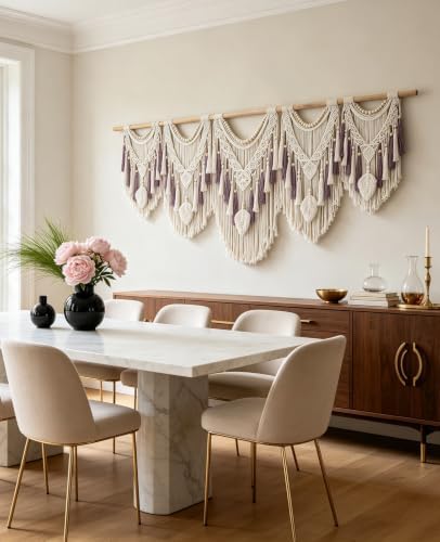 Tempospark Large Macrame Wall Hanging, 72"x32" Oversize Boho Wall Hanging, Extra Large Wall Art for Bedroom, Living Room, Dining Room, Nursery, Gallery (Five Pieces) - Image 3