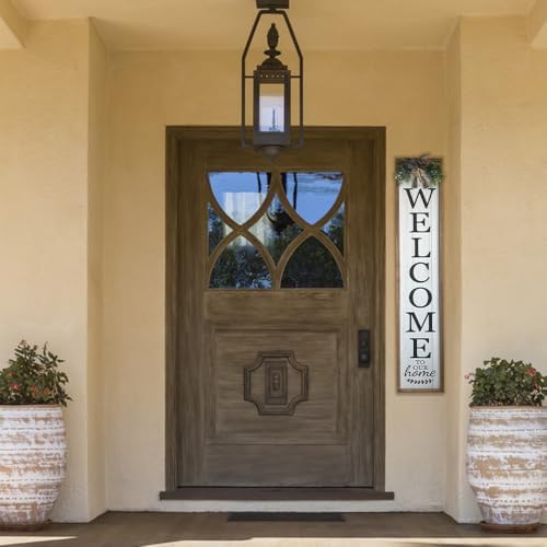 Welcome Sign for Front Porch, 45"×9" Welcome to Our Home Sign Strength Durability, Outdoor Welcome Sign Wooden Frame Weight Light for Farmhouse Wall Hanging Decoration (Wood) - Image 6