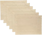 Solino Home 100% Pure Linen Placemats Beige Hemstitch, 14 x 19 in, Set of 6 by SolinoHome