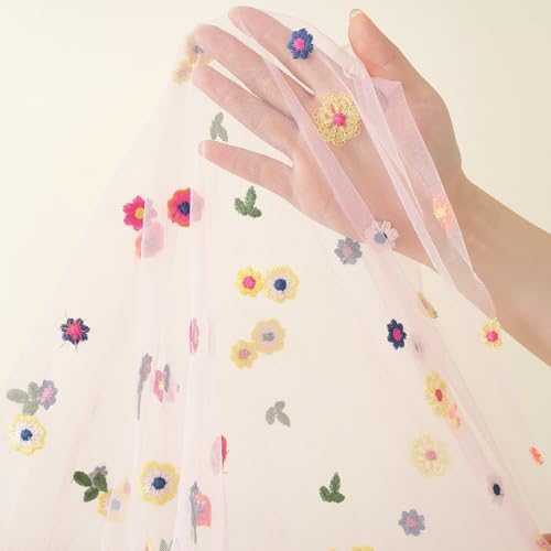 3pcs Pink Embroidery Daisy Fall Table Runner 10ft Florals Seasonal Tulle Table Runner Holiday Kitchen Dining Table Decoration for Home Party Indoor - Image 6