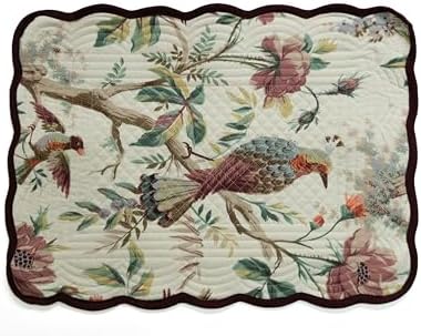 Espresso Feather - Luxury Handcrafted Placemats (Reversible) Cotton Quilted Fabric Machine Washable – Set of 6 – Elegant Home Decor – 14 x 19 inches - Bloom Collection - Image 6