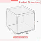 40 Pcs Acrylic Boxes - Clear Small Square Display Boxes, 2.2 x 2.2 x 2.2 in, With Lids for Candy, Pill, Earring, Jewelry, Tiny Beads - Image 2