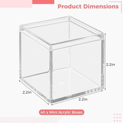 40 Pcs Acrylic Boxes - Clear Small Square Display Boxes, 2.2 x 2.2 x 2.2 in, With Lids for Candy, Pill, Earring, Jewelry, Tiny Beads - Image 2