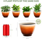 8 Inch Plant Pots, Glazed Plastic Indoor Planters with Drainage, 4 Pack - Image 2