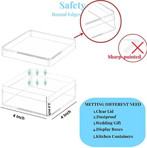 KissYou Acrylic Box Clear Boxes with Lids Small Display Box Plastic Square Cube Birthday Wedding Graduation Party Decoration Candy Box - Image 4