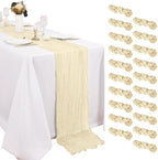 20 Pack Ivory Cheesecloth Table Runner 20 x120 Inch - 10FT Boho Rustic Gauze Cheese Cloth Table Runner for Wedding, Anniversary, Baby Shower, Easter, Spring Home Decor by Weavlyn
