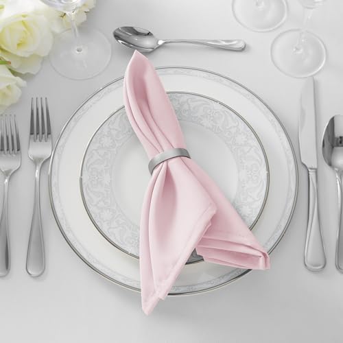 Lann's Linens Set of 144 Cloth Dinner Napkins, 17-inch Polyester Napkins, Washable and Reusable Fabric for Weddings, Hotels, Restaurants - Pink - Image 5