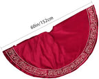 Christmas Tree Skirt 60 inch, Red Luxury Velvet Plush Faux Fur Extra Large Skirts with Golden Embroidered Vintage Pattern, Classic Retro Christmas Tree Decorations Gifts - Image 2