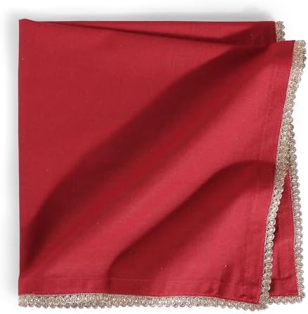 Lace Cloth Napkins, 100% Cotton, 12 Pack, 20x20 Inch, Tango Red/Golden - Image 6