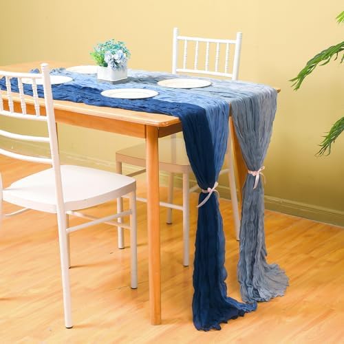 Remagr 12 Pcs Gradient Blue Cheesecloth Gauze Table Runners - Image 2