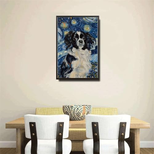 Metal Sign Vintage Tin Sign Papillon Dog Elegance Night Sky and Festive Cheer for Seasonal Celebrations Interior Design Corrosion Resistant Aluminum 8×12 Inches with Metal Frame - Image 4