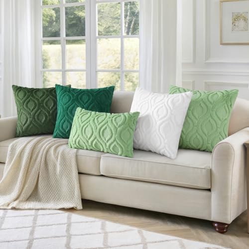 decorUhome Faux Fur Plush Soft Green Throw Pillow Covers 26x26 Set of 2 - Image 5