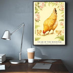 Chinese Lunar Year of the Rooster Art Print – Oriental Home Decor with Pink Peony Zodiac Vigilant Diligent Enthusiastic Brave Wall Art for Living Room Bedroom and Office 16X24 in Black Framed - Image 6