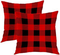 Batmerry Red Black Plaid Throw Pillow Covers, Simple Rustic Lumberjack Geometric Retro Decorative Pillow Covers Digital Printing Blended for Couch Sofa Bed Invisible Zipper 24X24 in(Set of 2) by Batmerry