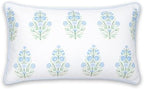 Hofdeco Premium Coastal Patio Indoor Outdoor Lumbar Pillow Cover Only, 12"x20" Water Repellent for Backyard, Couch, Baby Blue Green Floral with Piping - Image 6