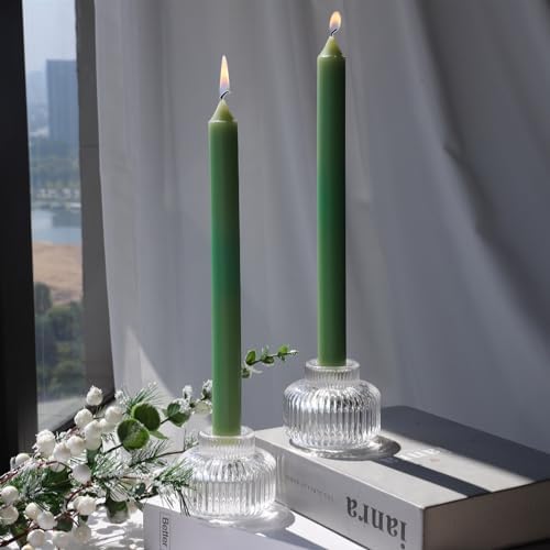 Woho Ribbed Clear Taper Candle Holders Set of 8 for Wedding Table Decor by Woho