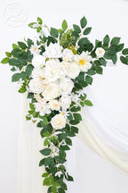 Odouzy Pack of 2 Wedding Arch, Artificial Flowers, Wedding Decor，Flower Garland Be Suited to Banquet, Party, Reception Entrance Welcome Sign and Background Decoration(Champagne White) - Image 4