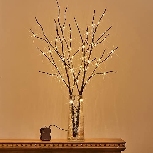 Birchlitland Lighted Brown Branches 32IN 100 LED with Timer Battery Operated, Artificial Tree Branch with Warm,Willow Branch Lights for Home Bedroom Fireplace Christmas Holiday Decoration by Birchlitland