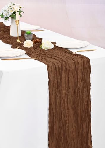 16 Pack Brown Table Runner 10FT Cheesecloth Table Runner Boho Gauze Table Runners Long Rustic Sheer Fabric Table Runners for Wedding Party Bridal Shower Farmhouse & Home Decor - Image 6