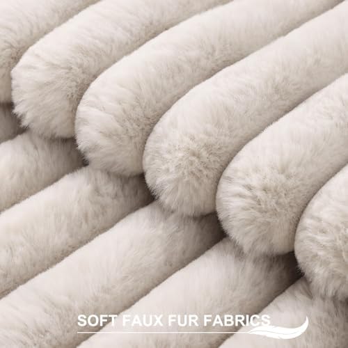 Pallene Faux Fur Decorative Throw Pillow Covers 12x20 Set of 2, Tan - Image 2