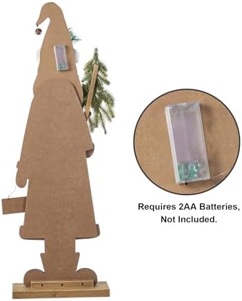 Glitzhome 36''H Lighted Wooden Africa Santa Porch Decor with Timer & LED Lights, Christmas Standing Santa Porch Sign Decor with Xmas Tree and Welcome Plaques for Front Door Outdoor Decor - Image 3