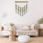Boho Wall Decor Artificial Eucalyptus Bathroom Decor Fake Eucalyptus Greenery Leaves Stems Wall Hanging Plants on 16.5 inch Wooden Stick with Wooden Bead Rustic Farmhouse for Bedroom Nursery Kitchen - Image 3