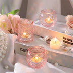 DARJEN Pink Votive Candle Holders Set of 24- Round Glass Candle Holders Bulk for Flameless LED Tea Waxes, Romantic Candle Holder for Wedding & Various Parties, Home Table Decor - Image 5