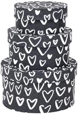 Sarah's Hat Boxes – White Heart Decorative Gift Box Set of 3 | Elegant Reusable Storage Boxes for Gifts, Keepsakes, Jewelry, or Special Items | Unique Printed Design by SarahsHatBoxes