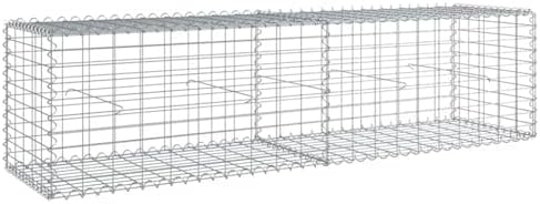 vidaxl Gabion Basket with Cover - Versatile Outdoor Decoration/Structure - Galvanized Iron - 78.7"x19.7"x19.7" - Silver by vidaXL